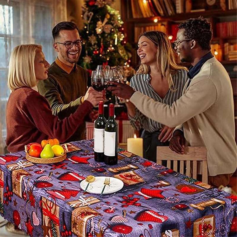 Christmas Table Cloth,rectangular Xmas Tablecloth,christmas Printed Polyester Tablecloth for Christ