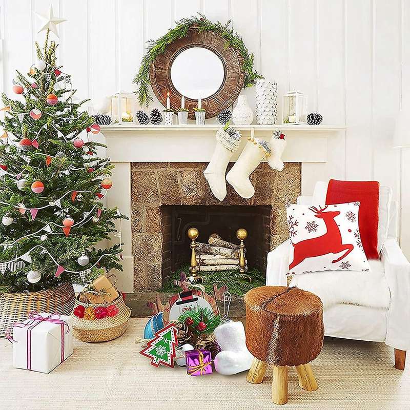 Christmas Throw Pillow Covers 18X18 Set of 4, Farmhouse Holiday Throw Pillows for Couch Christmas De