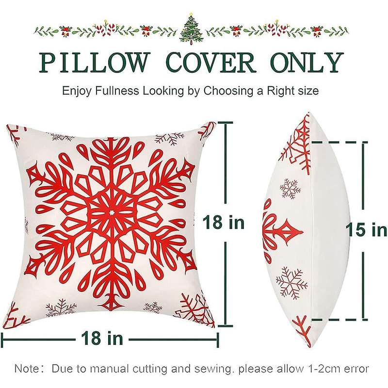 Christmas Throw Pillow Covers 18X18 Set of 4, Farmhouse Holiday Throw Pillows for Couch Christmas De