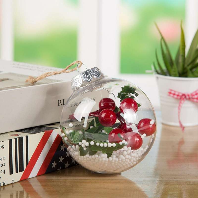 Christmas Tree Balls Pendant Home Festival Desktop Plastic Clear Ornament Xmas Ball Tree Garden Deco