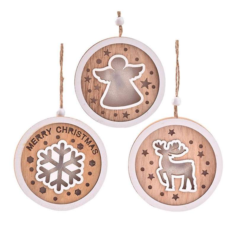 Christmas Tree Pendant,Merry Xtmas Ornaments,Merry Christmas Round Wooden Sign Reusable Wood Sign fo