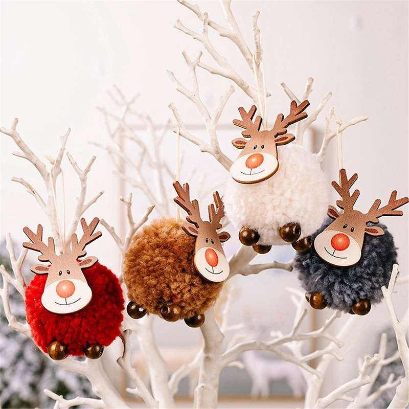Christmas Tree Pendant Wood -hanging Pendant Xmas Reindeer Ornaments Christmas -decor Christmas Tre