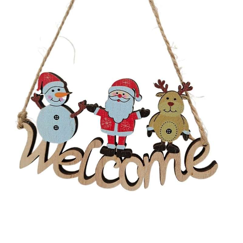Christmas Welcome Sign for Front Door -Colored Letters Wooden Wall Hanging Sign Christmas Tree Door