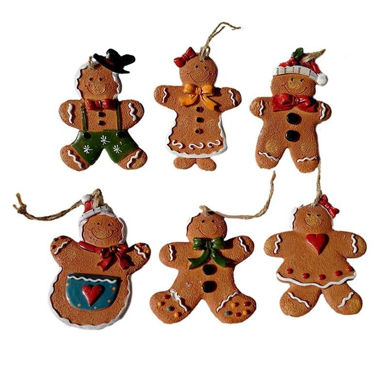 Christmas Tree-Hanging Ornaments Gingerbread Man Pendant Christmas -Resin Decorative Small Ornaments