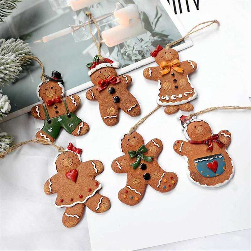 Christmas Tree-Hanging Ornaments Gingerbread Man Pendant Christmas -Resin Decorative Small Ornaments