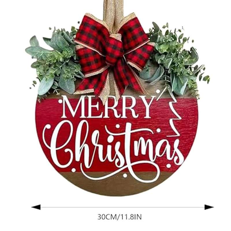 Christmas Welcome Sign for Front Door, Hanging Wooden Welcome Sign Christma Decorations Winter