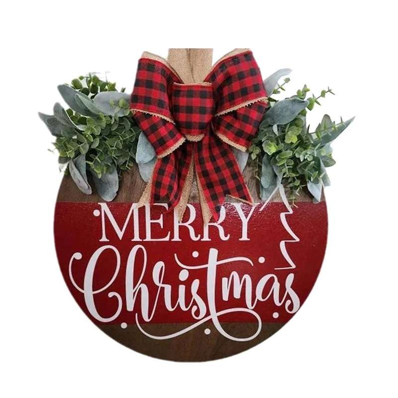 Christmas Welcome Sign for Front Door, Hanging Wooden Welcome Sign Christma Decorations Winter