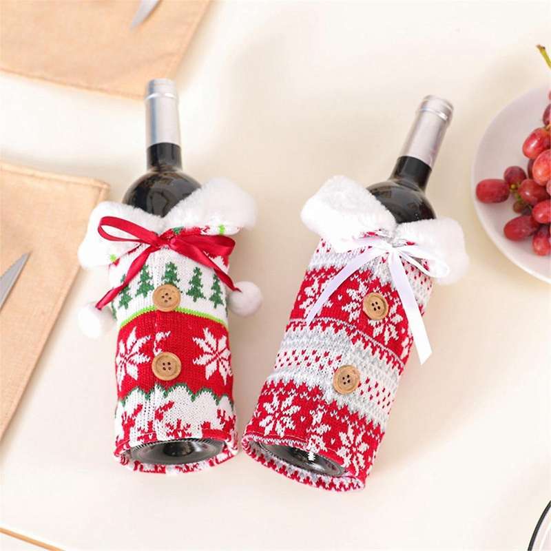Christmas Wine Bottle Bag,Xmas Wine Bottle Bags,Wine Bottle Dress Decor,Perfect Bottle Decor for Chr