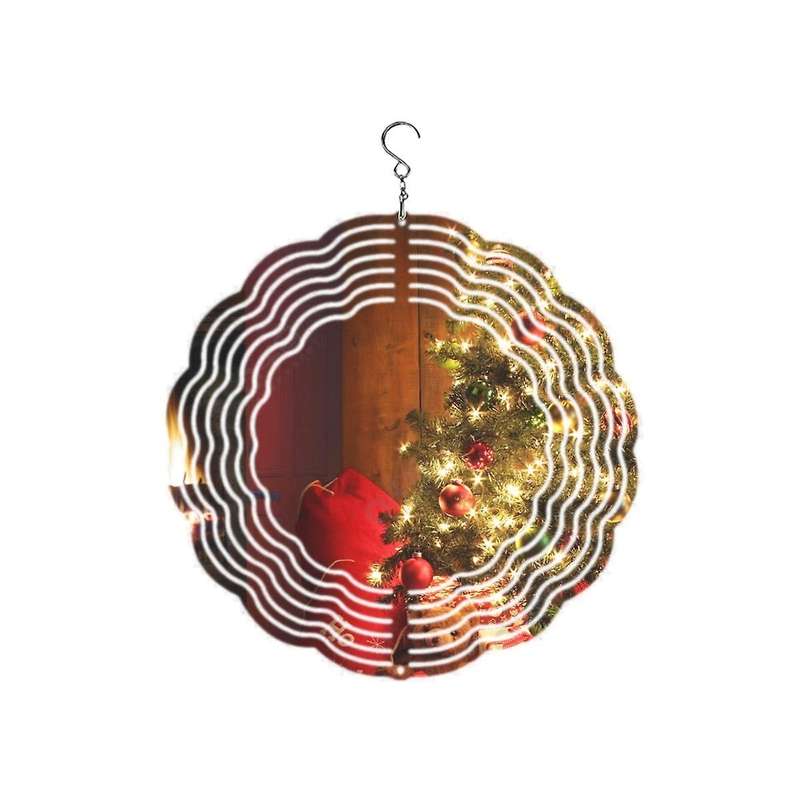 Christmas Wind Power White Coated Aluminum Plate Double-sided Printing Heat Transfer Wind Chime Tur