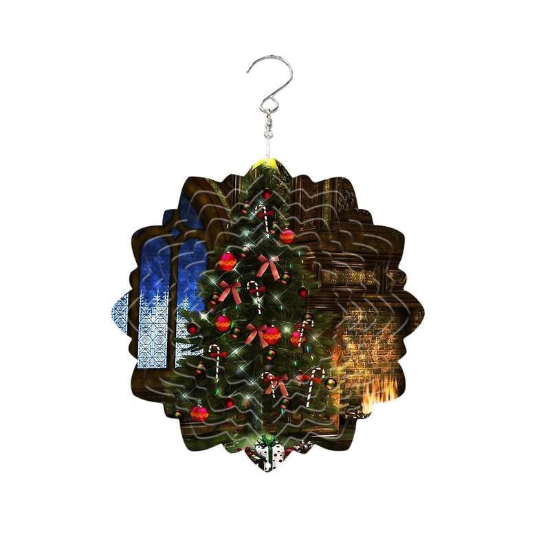 Christmas Wind Power White Coated Aluminum Plate Double-sided Printing Heat Transfer Wind Chime Tur