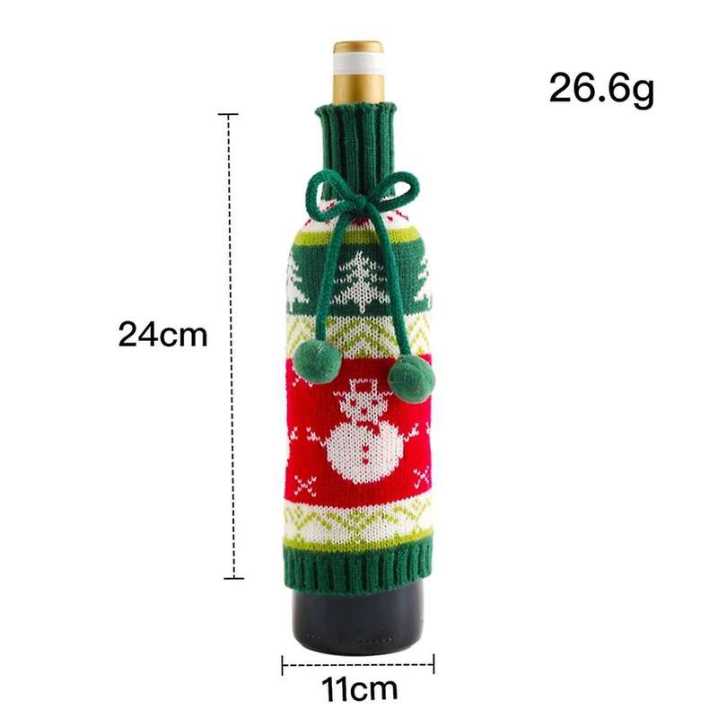 Christmas Wine Bottle Bags, Handmade Sweater Wine Bottle Covers for Christmas Dinning Decorations, R