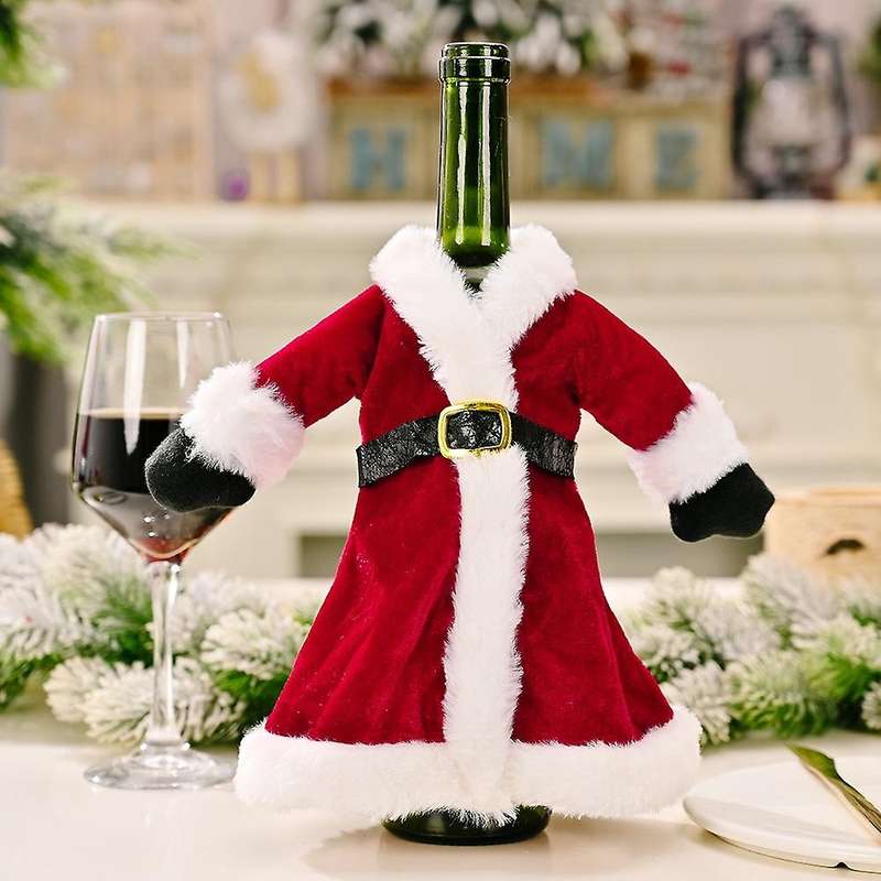 Christmas Wine Bottle Cover, Reusable Wine Sweaters Cover Dress for Holiday Party Xmas Table Home D