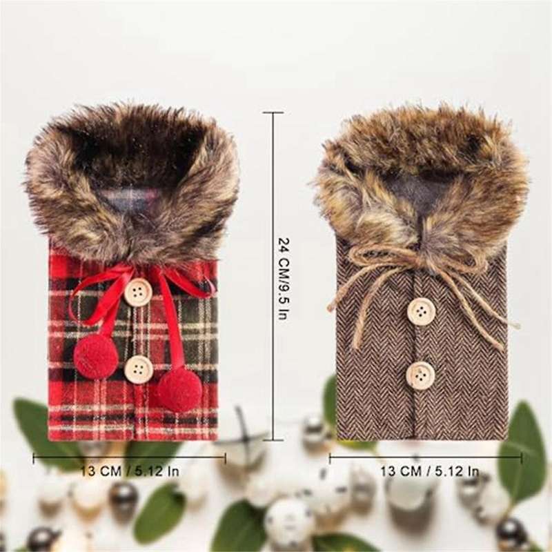 Christmas Wine Bottle Covers Decoration, Striped Santa- Wine Bottle Bag for Christmas Party Decorati