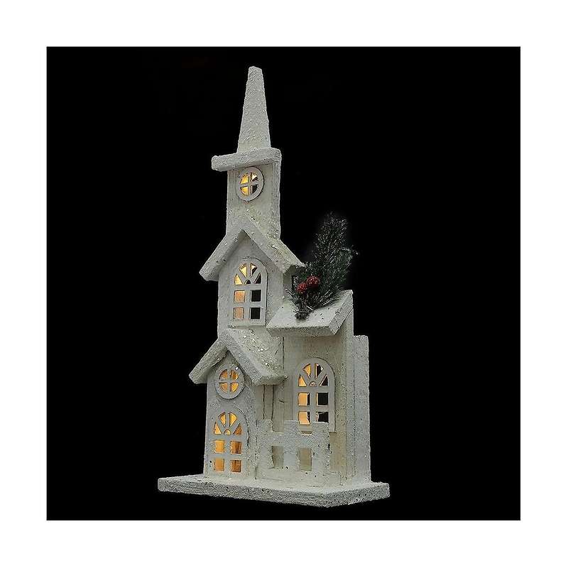 Christmas Wood Village Christmas Led Church Light House Snow Scene Xmas Decorations for Christmas De
