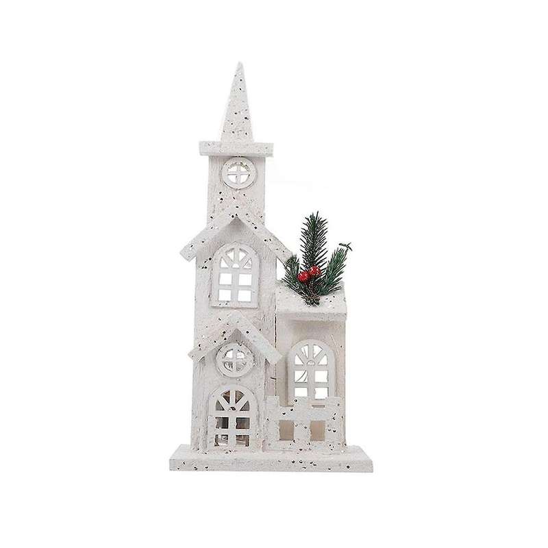 Christmas Wood Village Christmas Led Church Light House Snow Scene Xmas Decorations for Christmas De