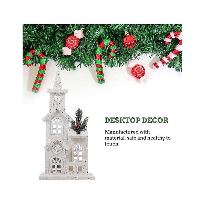 Christmas Wood Village Christmas Led Church Light House Snow Scene Xmas Decorations for Christmas De