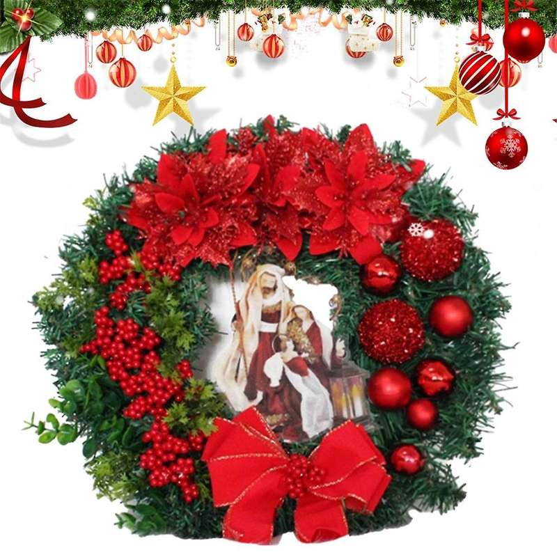 Christmas Wreath Artificial Hanging Decoration Front Door Wall Decoration Christmas Tree Garland