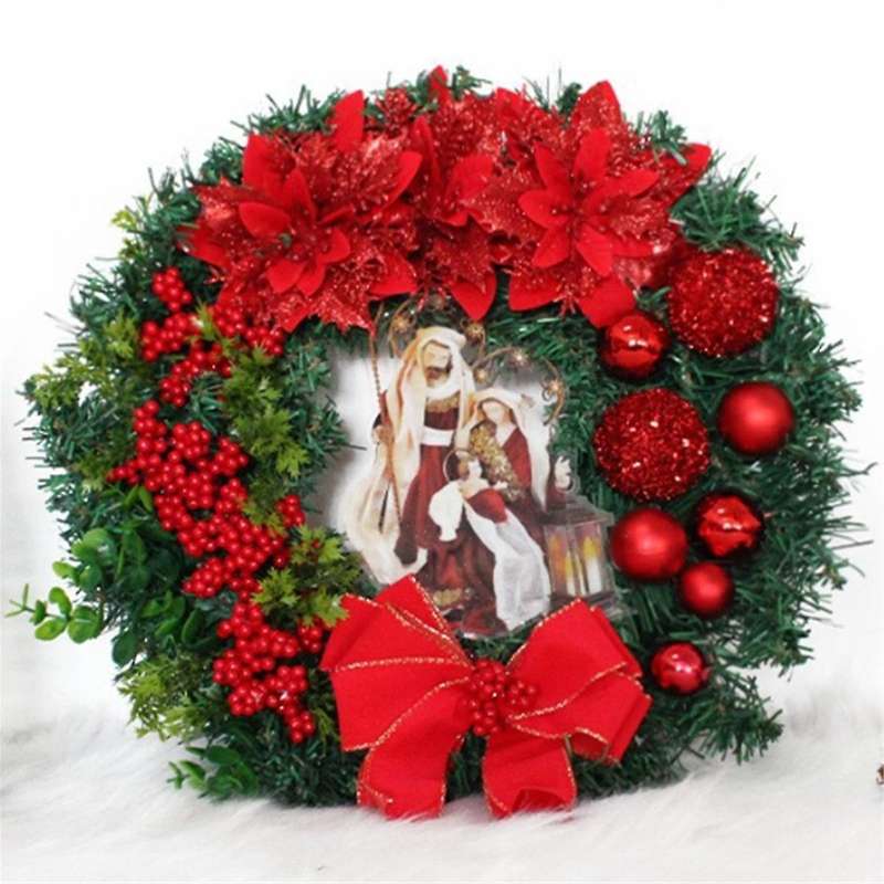 Christmas Wreath Artificial Hanging Decoration Front Door Wall Decoration Christmas Tree Garland