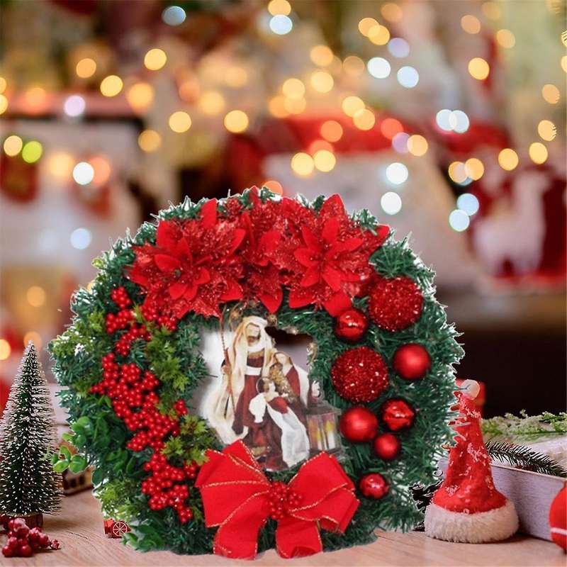 Christmas Wreath Artificial Hanging Decoration Front Door Wall Decoration Christmas Tree Garland