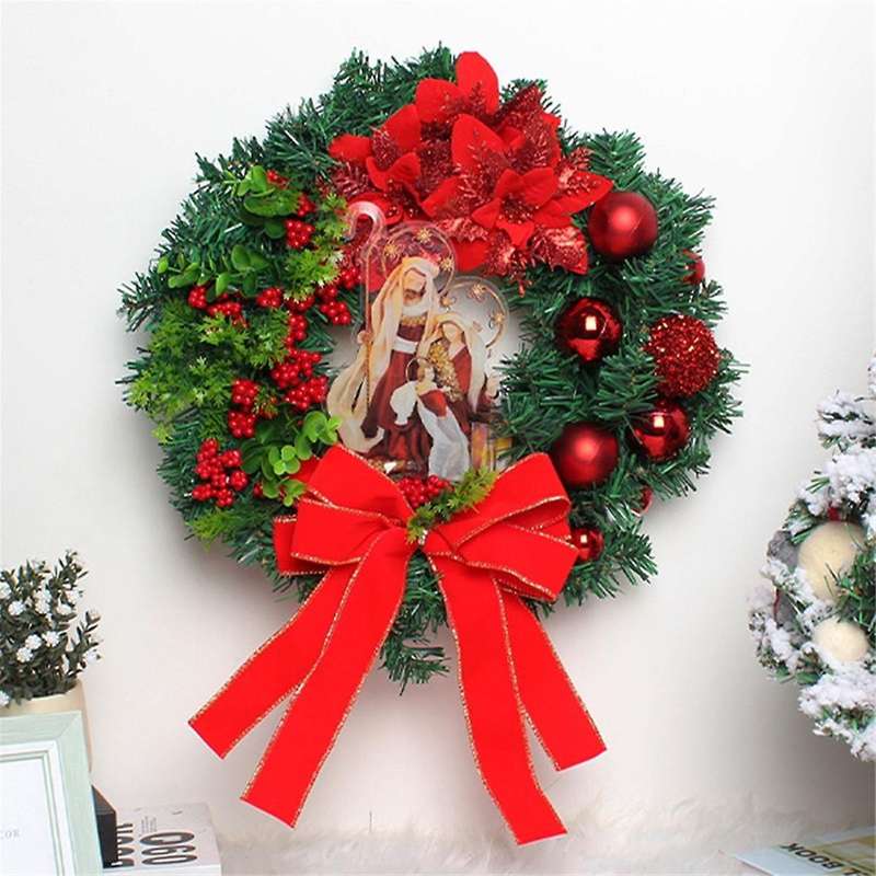 Christmas Wreath Artificial Hanging Decoration Front Door Wall Decoration Christmas Tree Garland