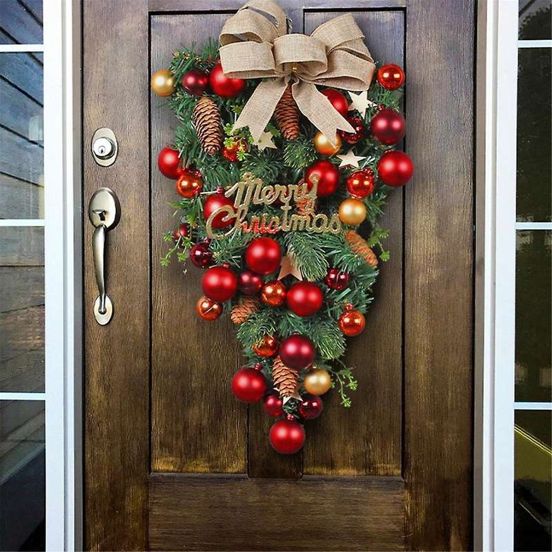 Christmas Wreath Decorative Hanging Ornament Christmas Artificial Wreath Decoration for Front Door,