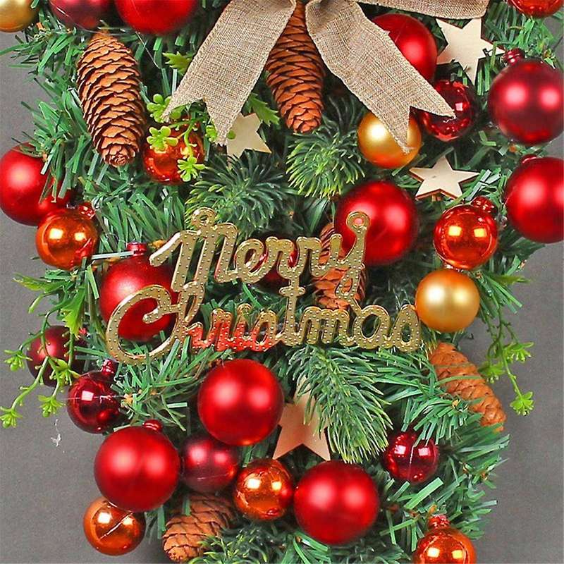 Christmas Wreath Decorative Hanging Ornament Christmas Artificial Wreath Decoration for Front Door,