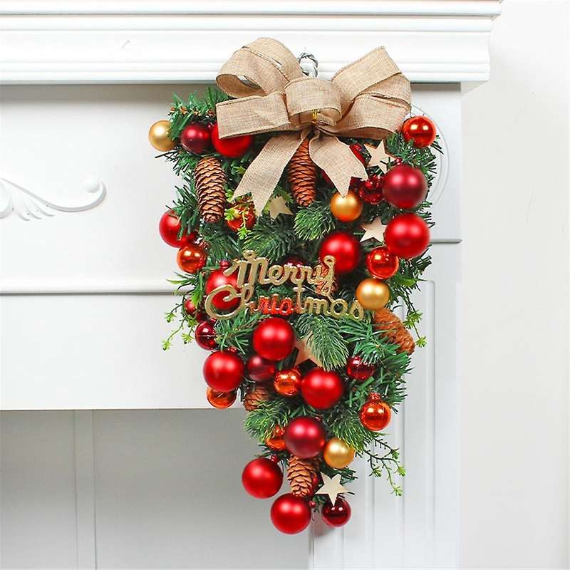 Christmas Wreath Decorative Hanging Ornament Christmas Artificial Wreath Decoration for Front Door,