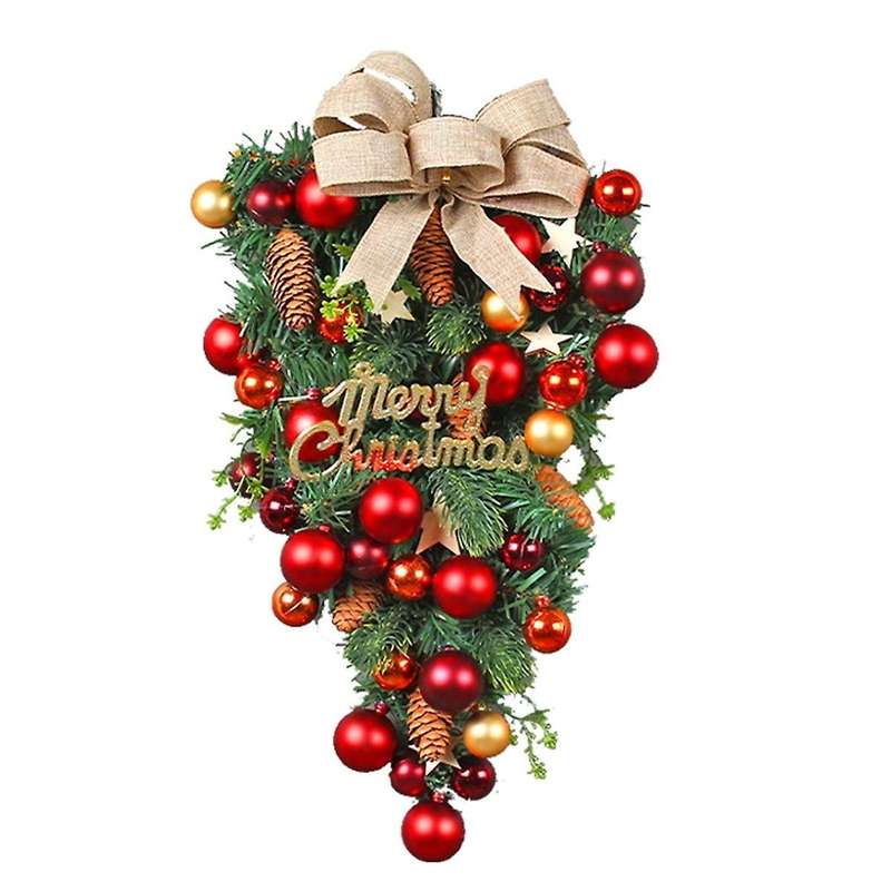 Christmas Wreath Decorative Hanging Ornament Christmas Artificial Wreath Decoration for Front Door,