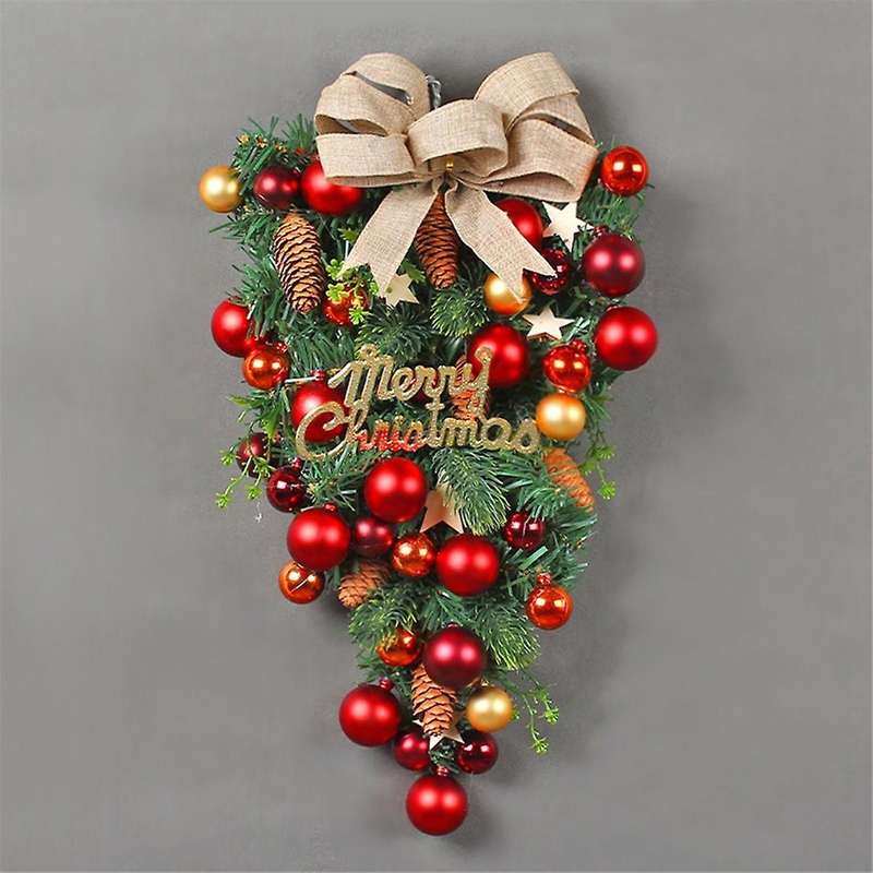Christmas Wreath Decorative Hanging Ornament Christmas Artificial Wreath Decoration for Front Door,