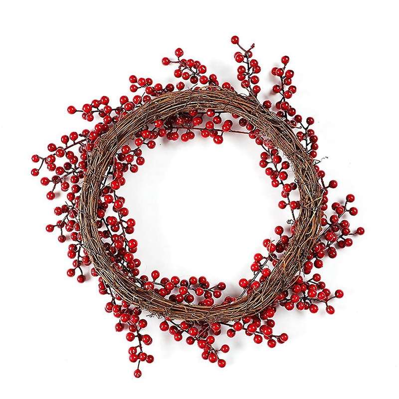 Christmas Wreath Door Hanging Decorations Faux Christmas Red Fruit Wreath Hanging