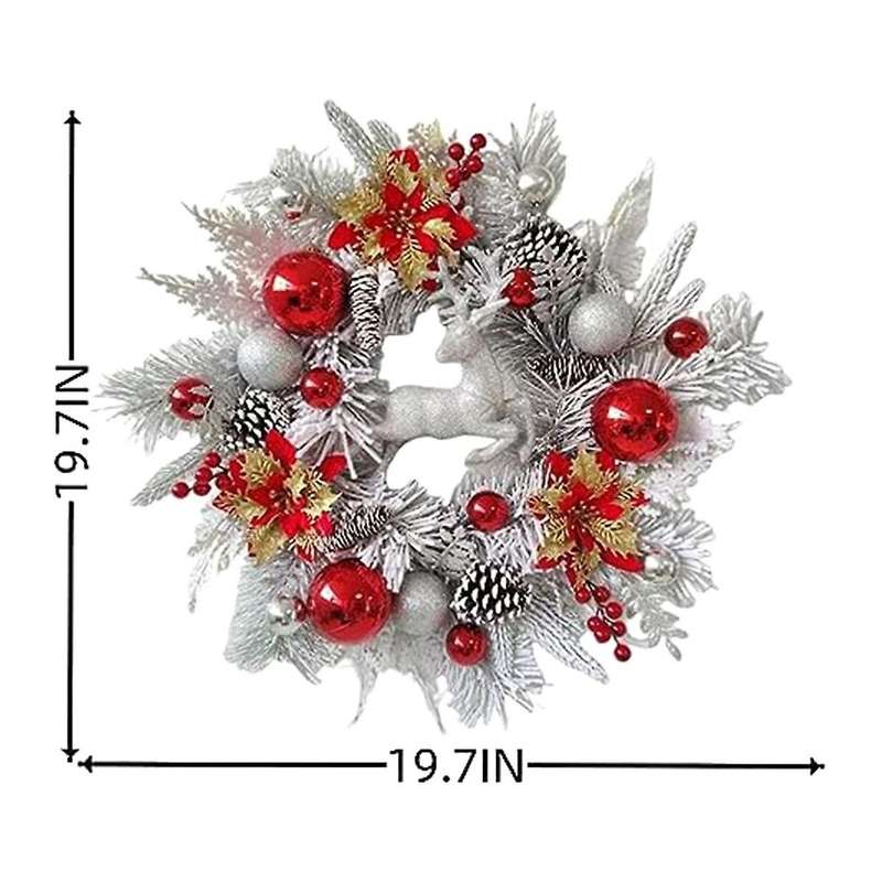 Christmas Wreath for Front Door Christmas Reindeer Wreath with Christmas Poinsettia Flower Christmas