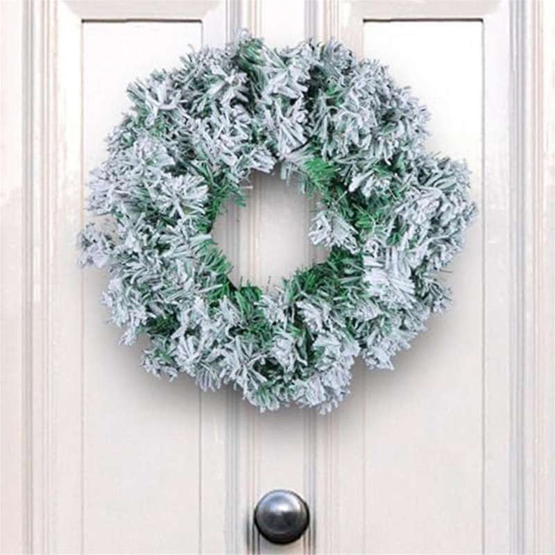 Christmas Wreaths for Front Door, Snow Flocked Christmas Wreath, Winter Snow Wreath for Wall Window