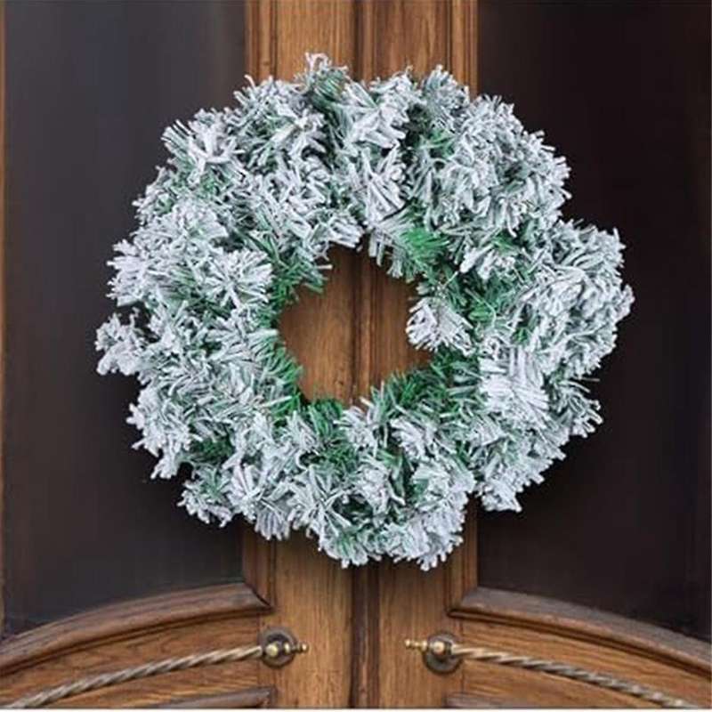 Christmas Wreaths for Front Door, Snow Flocked Christmas Wreath, Winter Snow Wreath for Wall Window