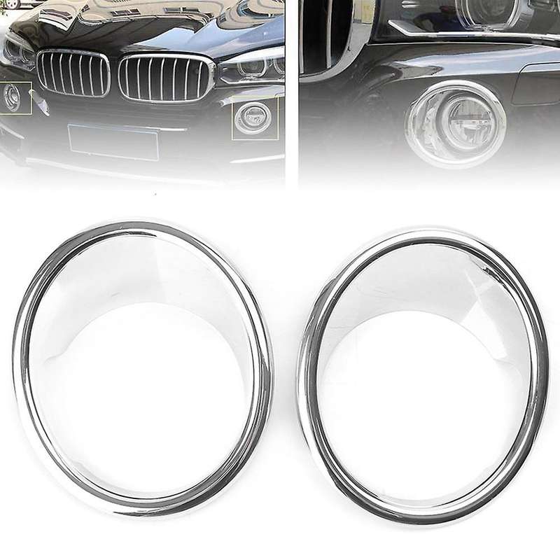 Chrome 2Pcs Plated Front Fog Light Lamp Cover Trim for X5 F15 2014-2018