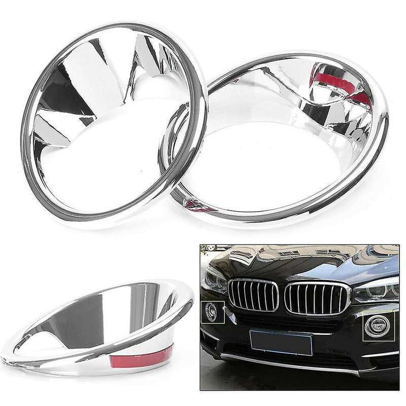 Chrome 2Pcs Plated Front Fog Light Lamp Cover Trim for X5 F15 2014-2018