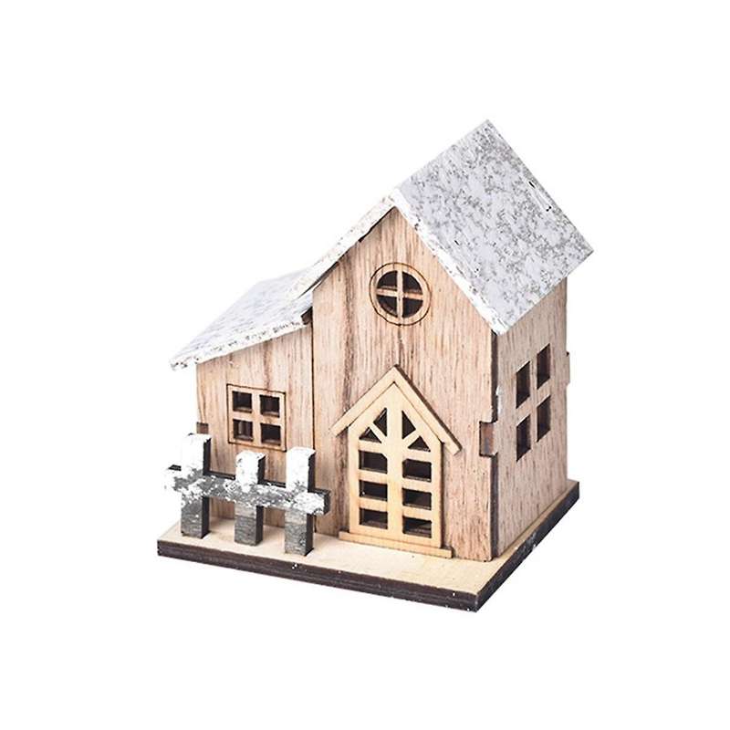 Christmas-Village House Decor Wood Rustic Decor with Light Xmas Lantern Decor for Village Collection