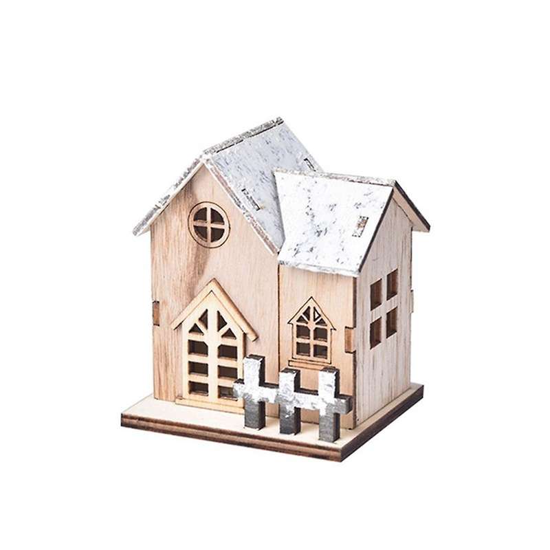 Christmas-Village House Decor Wood Rustic Decor with Light Xmas Lantern Decor for Village Collection