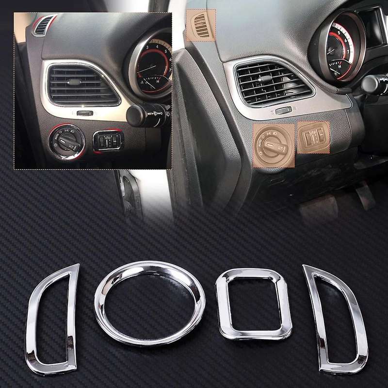 Chrome Air Conditioning Vent Cover Central Control Dashboard Switch Cover Trim for Journey Freemont