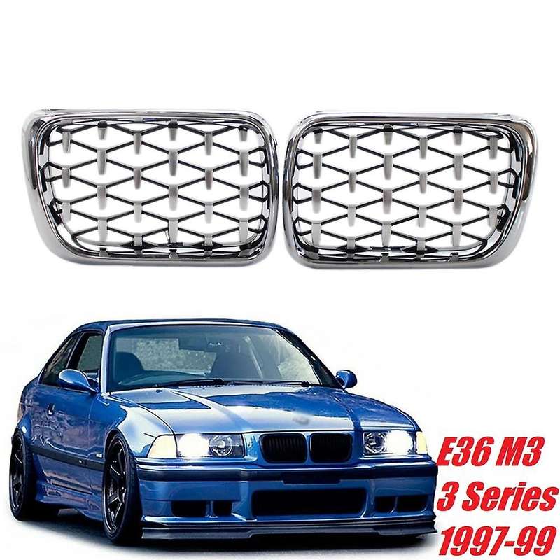 Chrome Car Front Bumper Diamond Grille Kidney Grill for - E36 3 Series M3 1997-1999 51138195151 5113
