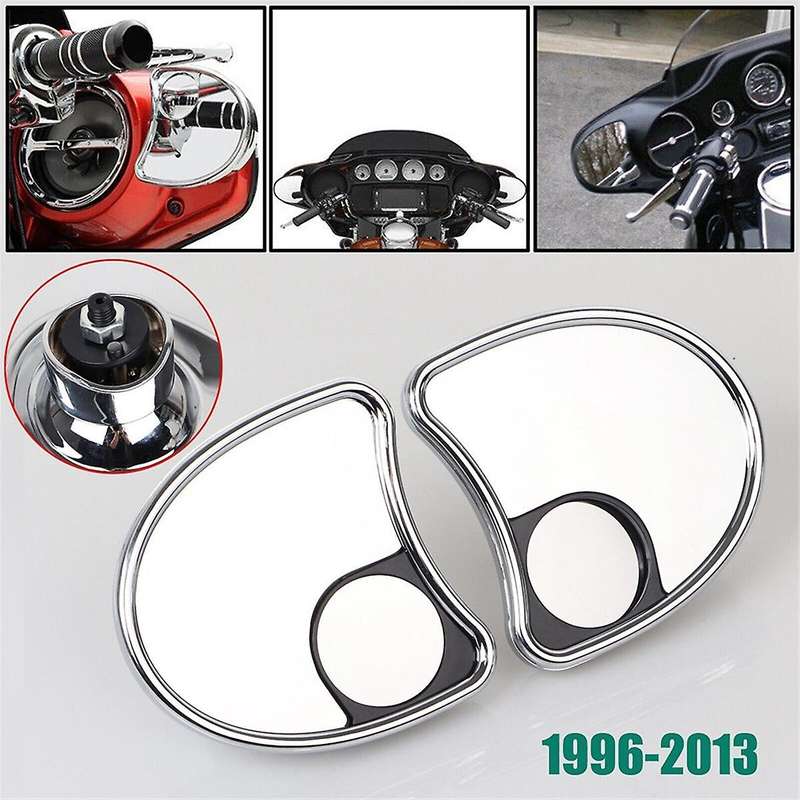 Chrome Batwing Inner Fairing Mount Side Mirrors with Blind Spot for Touring