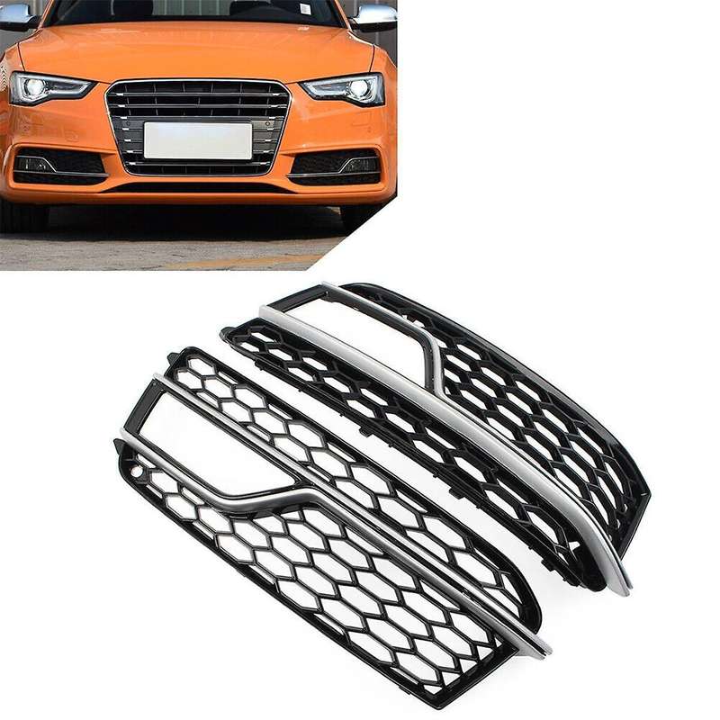 Chrome Car Front Bumper Mesh Fog Light Cover Honeycomb Grill Grille Cover for S5 A5 S-lines 2013-201