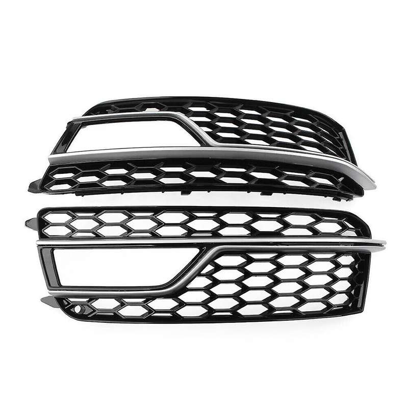 Chrome Car Front Bumper Mesh Fog Light Cover Honeycomb Grill Grille Cover for S5 A5 S-lines 2013-201