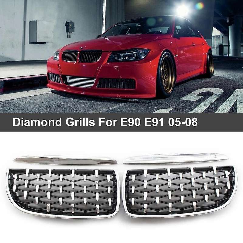 Chrome Diamond Meteor Latest Style Grill Grille for - 3 Series E90 E91 325I 328I 335I Pre- 2005-2008