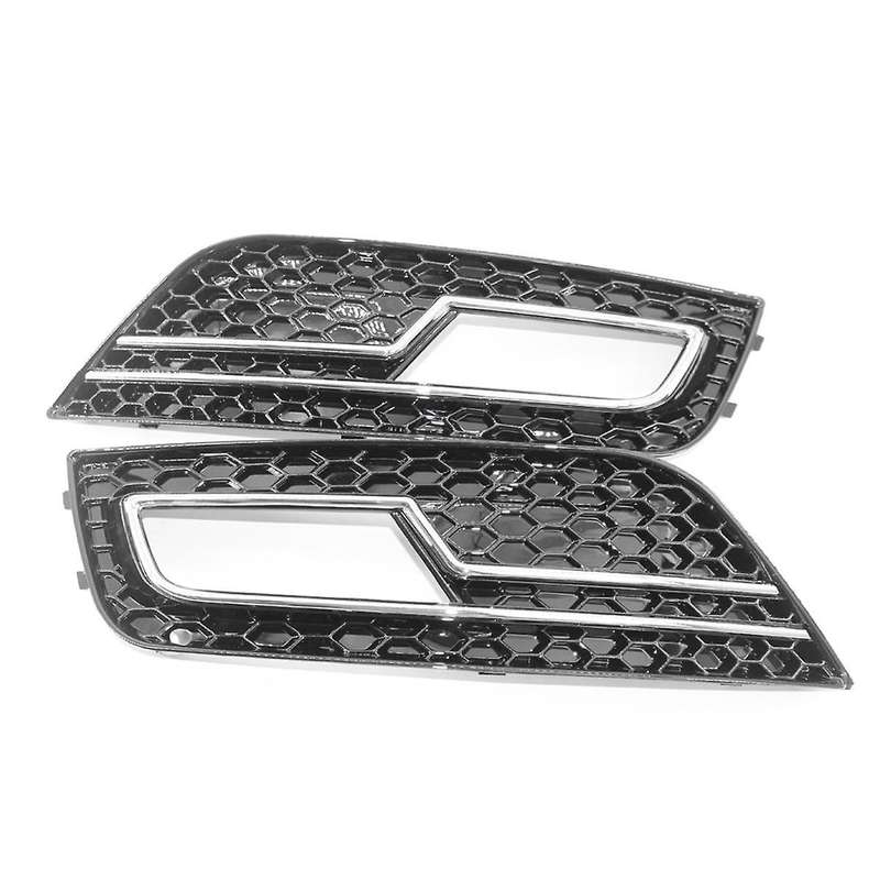 Chrome Front Bumper Honeycomb Grill Fog Light Cover for A4 B8.5 Standard Edition 2013-2016