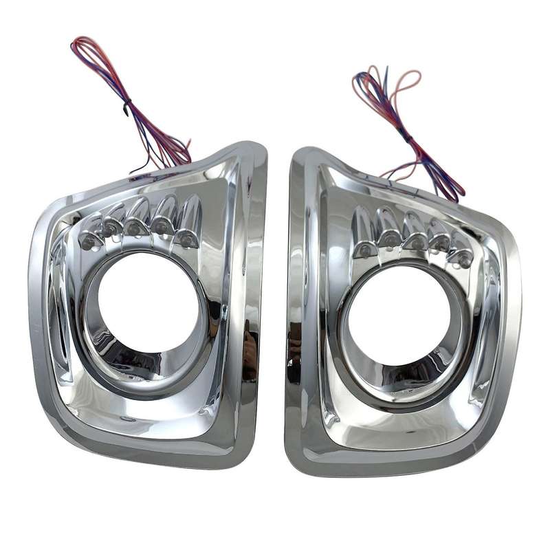 Chrome Front Bumper Fog Light Lamp Frame Cover Trim with Light for 2008-2011