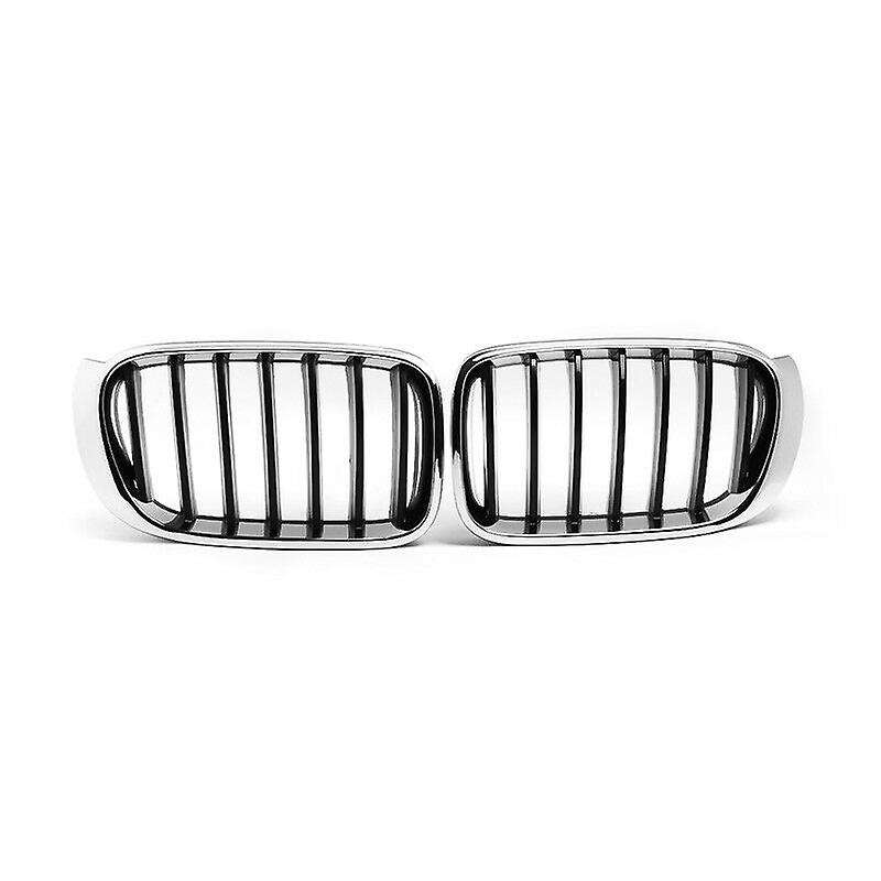 Chrome Front Bumper Dual Line Kidney Grill Grille for X3 F25 /X4 F26 2014 2015 2016 2017
