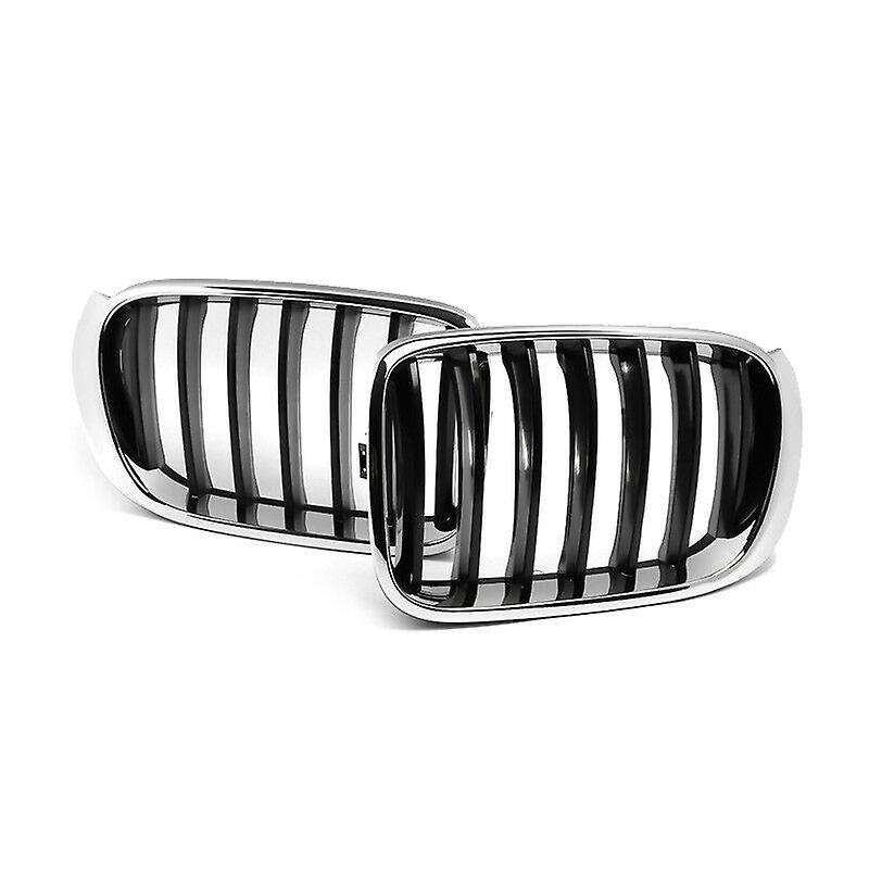 Chrome Front Bumper Dual Line Kidney Grill Grille for X3 F25 /X4 F26 2014 2015 2016 2017