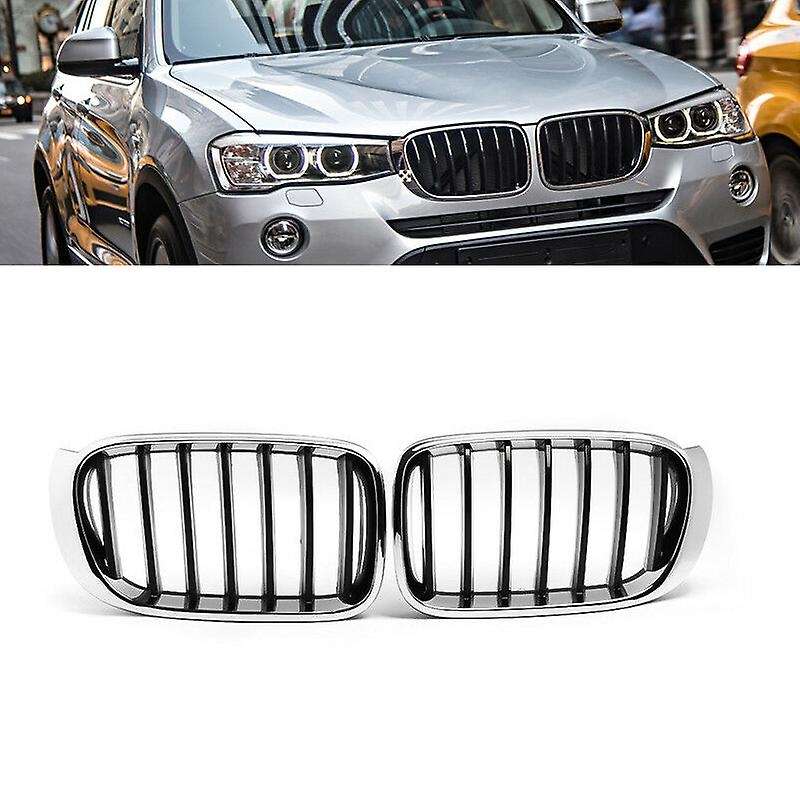 Chrome Front Bumper Dual Line Kidney Grill Grille for X3 F25 /X4 F26 2014 2015 2016 2017