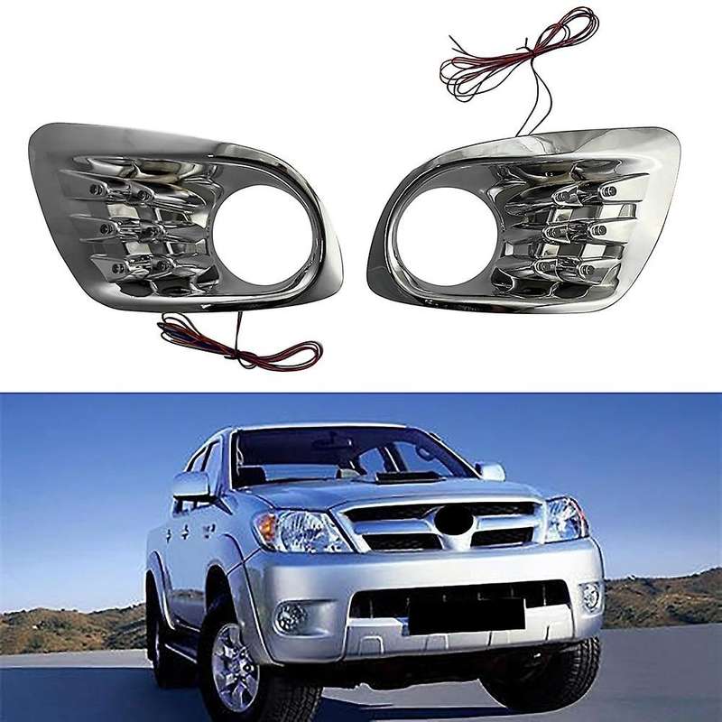 Chrome Front Bumper Fog Light Lamp Frame Cover Trim with Light for 2005 Car Accessories