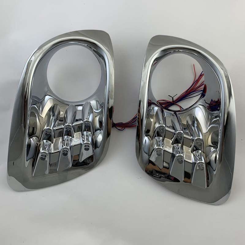 Chrome Front Bumper Fog Light Lamp Frame Cover Trim with Light for 2005 Car Accessories